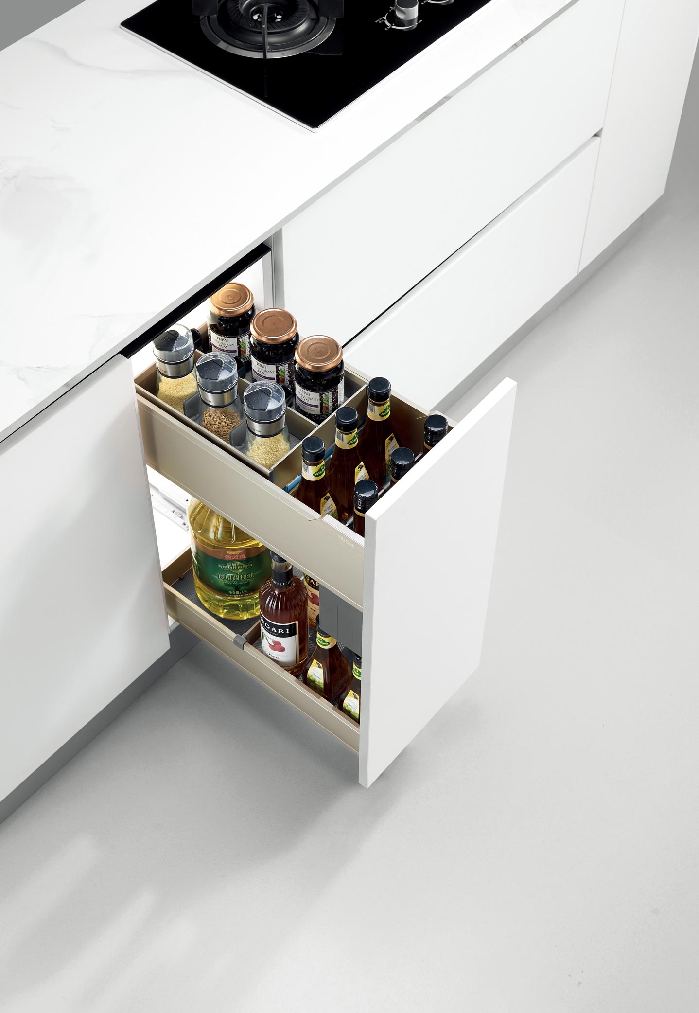 【KODA】Kitchen soft-closing pull-out basket for seasoning with slidable drawer 廚房緩衝關閉調味品地柜拉籃 滑動式抽屜 | 廚房配件 | 櫥柜 | 拉籃 |