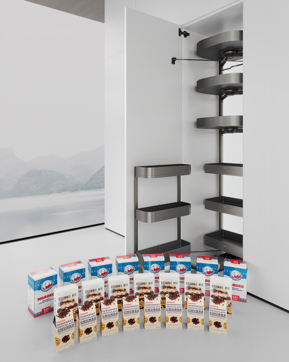 Soft-closing Tall Rotatable Multifunctional Pantry Storage pull out kitchen basket 緩衝關閉旋轉式開門拉籃 | 廚房配件 | 櫥柜 | 拉籃 |