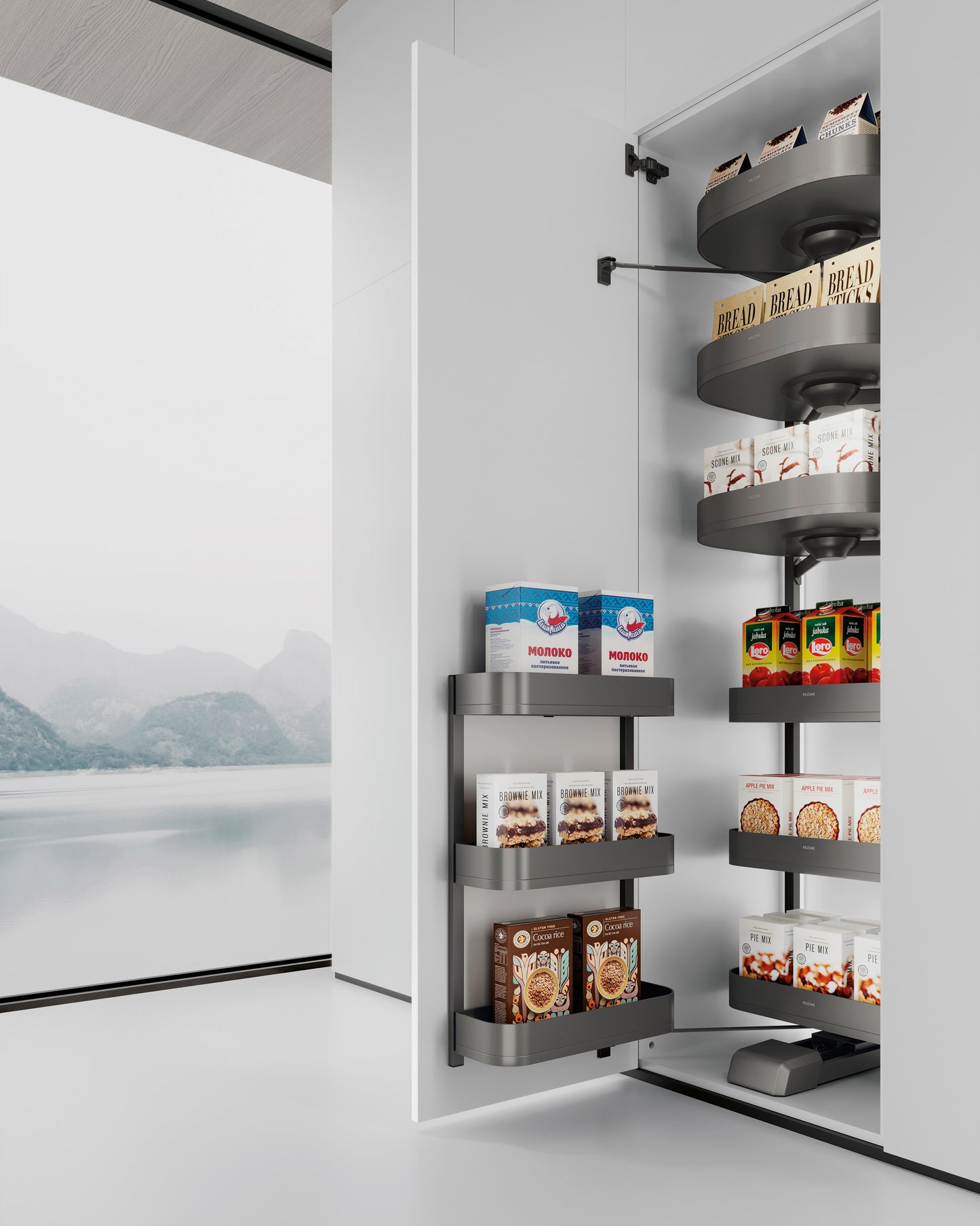 Soft-closing Tall Rotatable Multifunctional Pantry Storage pull out kitchen basket 緩衝關閉旋轉式開門拉籃 | 廚房配件 | 櫥柜 | 拉籃 |