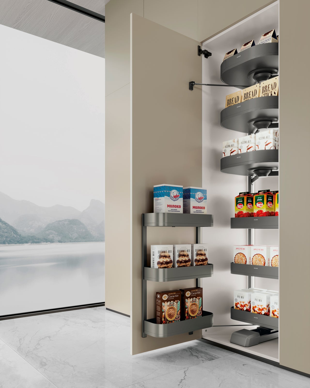 Soft-closing Tall Rotatable Multifunctional Pantry Storage pull out kitchen basket 緩衝關閉旋轉式開門拉籃 | 廚房配件 | 櫥柜 | 拉籃 |