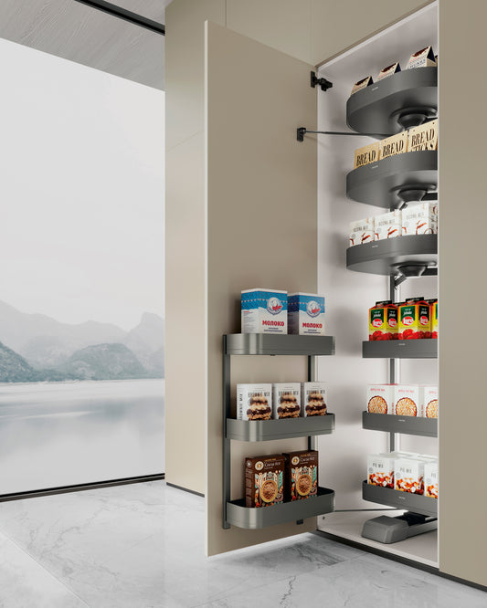 【KODA】Soft-closing Tall Rotatable Multifunctional Pantry Storage pull out kitchen basket 緩衝關閉旋轉式開門拉籃 | 廚房配件 | 櫥柜  | 拉籃 |