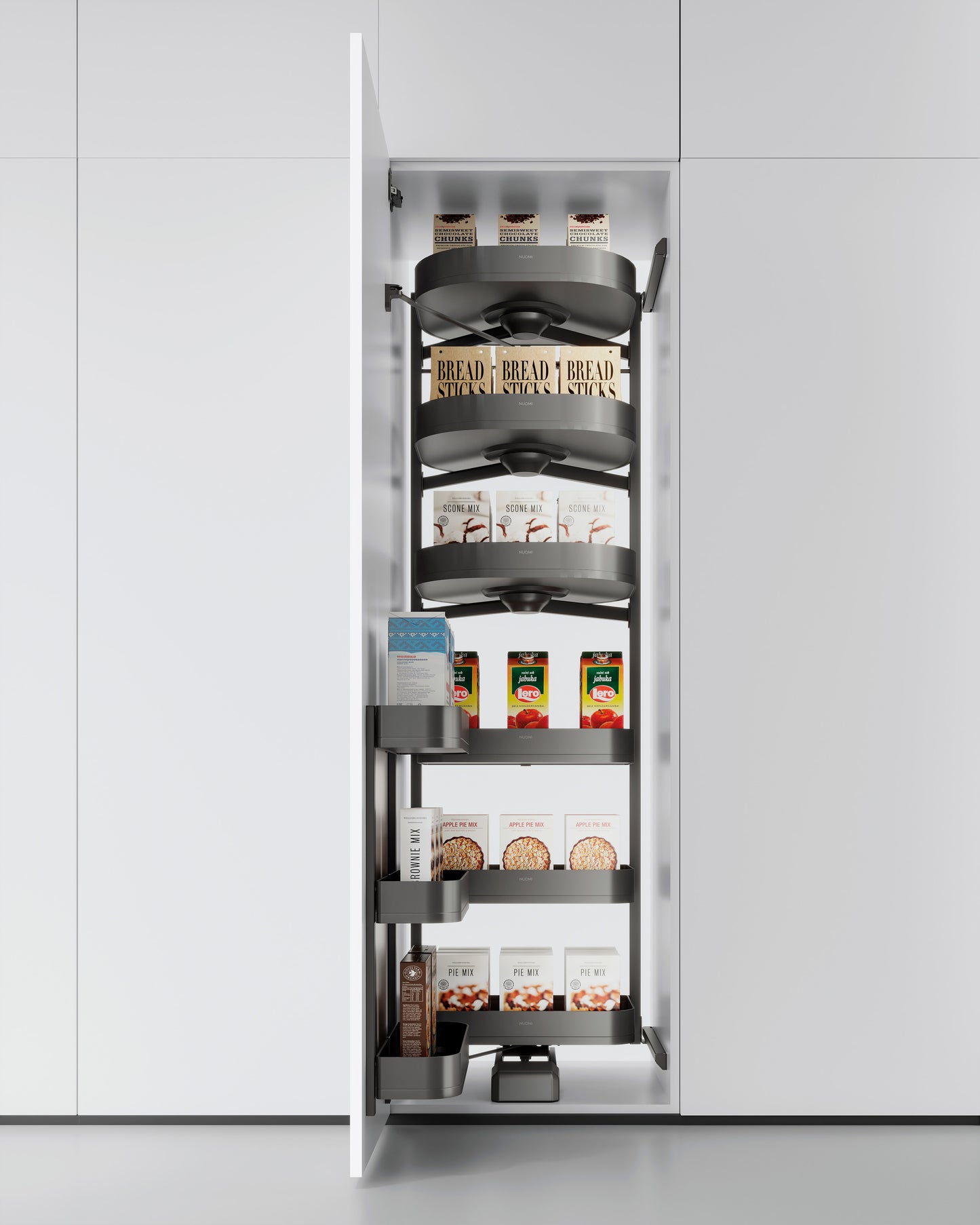 Soft-closing Tall Rotatable Multifunctional Pantry Storage pull out kitchen basket 緩衝關閉旋轉式開門拉籃 | 廚房配件 | 櫥柜 | 拉籃 |
