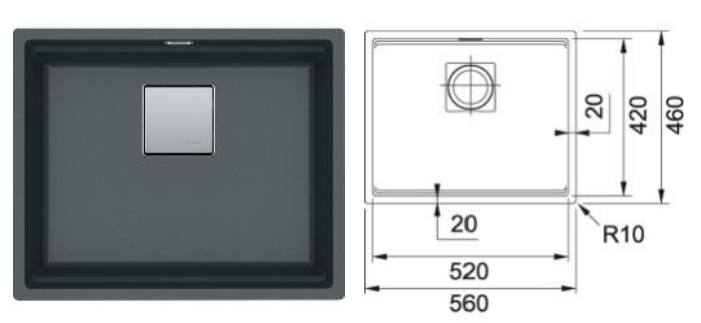 FRANKE Kubus granite square sink (from 37cm - 76cm) 花崗岩方星盤 尺寸由37cm - 76cm