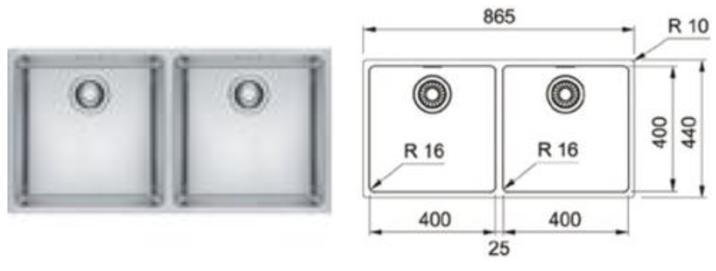 FRANKE Maris square stainless steel sink (34cm to 70cm wide) Maris不銹鋼方星盤(尺寸由34cm至70cm)