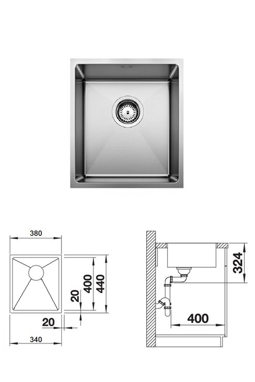 BLANCO Quatrus R15 340/400/500/700/435+285mm Stainless Steel Sink 德國製造R15小圓角方形不銹鋼星盆 | Made in Germany |