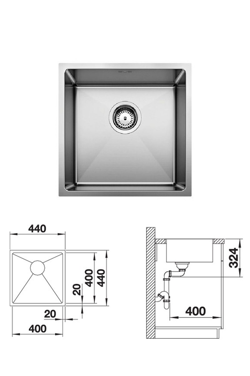BLANCO Quatrus R15 340/400/500/700/435+285mm Stainless Steel Sink 德國製造R15小圓角方形不銹鋼星盆 | Made in Germany |