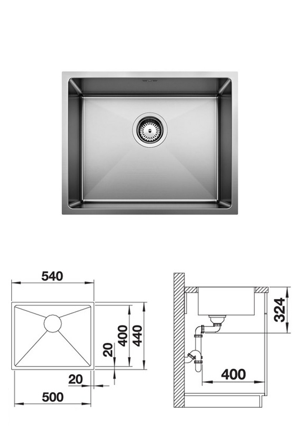 BLANCO Quatrus R15 340/400/500/700/435+285mm Stainless Steel Sink 德國製造R15小圓角方形不銹鋼星盆 | Made in Germany |