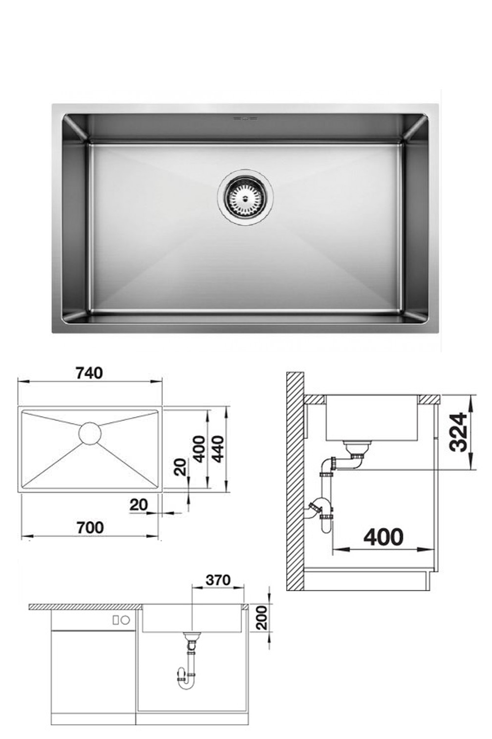 BLANCO Quatrus R15 340/400/500/700/435+285mm Stainless Steel Sink 德國製造R15小圓角方形不銹鋼星盆 | Made in Germany |