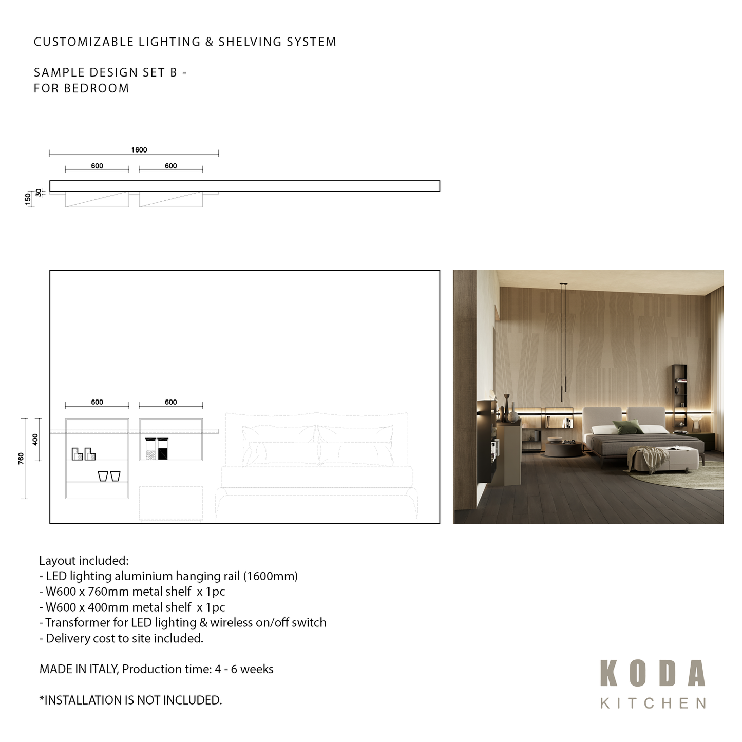 【MADE IN ITALY】Customizable Hanging Shelf System 意大利製 組合式燈光及層架系統