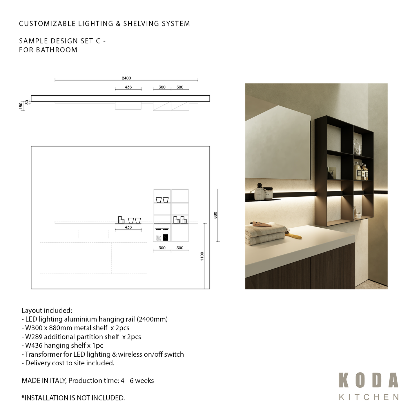 【MADE IN ITALY】Customizable Hanging Shelf System 意大利製 組合式燈光及層架系統