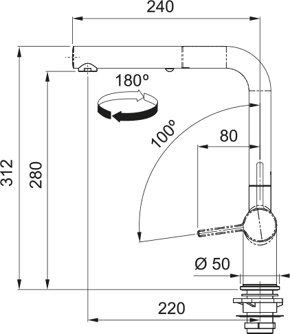 FRANKE Active L Pull-out spray sink mixer 拉出式廚房龍頭