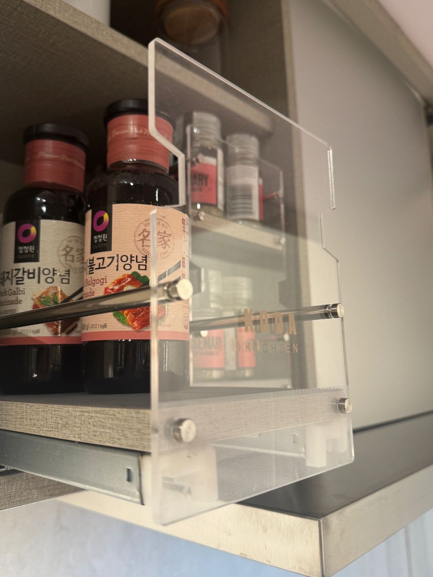 【預購Pre-order】【KODA】Pull-out spice rack kitchen basket for wall unit, soft-closing 吊柜用調味瓶拉籃 阻尼關閉  | 廚房配件 | 櫥柜  | 拉籃 |