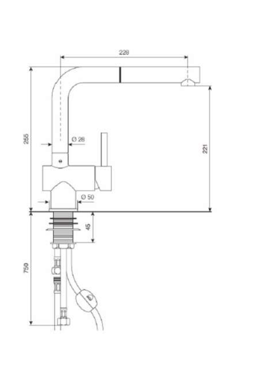 FOSTER ALFA PLUS Single lever mixer tap with rotating barrel and extractable shower head | Made in Italy |