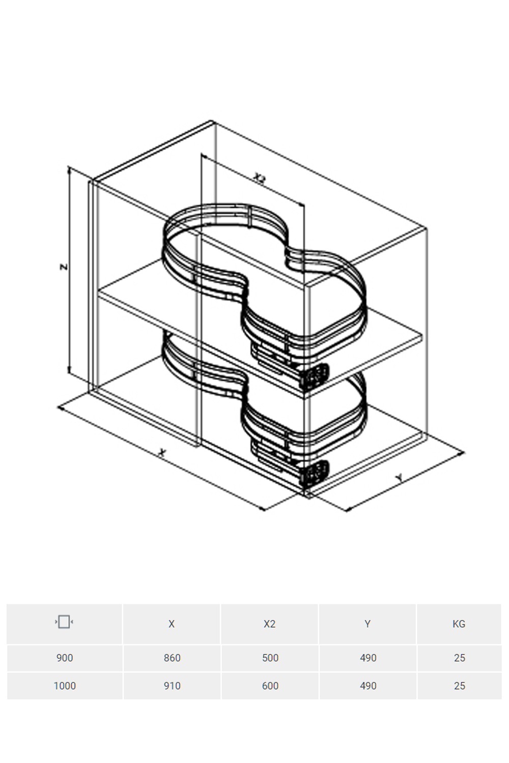 SIGE 371M NEW! "Peanut" corner pull-out tall kitchen basket 飛碟轉角拉籃 (花生籃) | Made in Italy | 廚房配件 | 櫥柜 | 拉籃 |