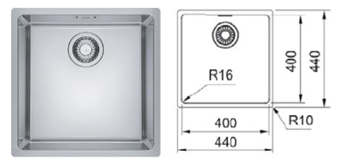 FRANKE Maris square stainless steel sink (34cm to 70cm wide) Maris不銹鋼方星盤(尺寸由34cm至70cm)