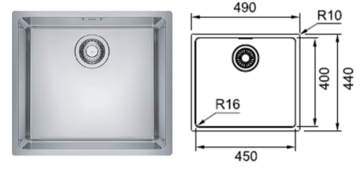 FRANKE Maris square stainless steel sink (34cm to 70cm wide) Maris不銹鋼方星盤(尺寸由34cm至70cm)