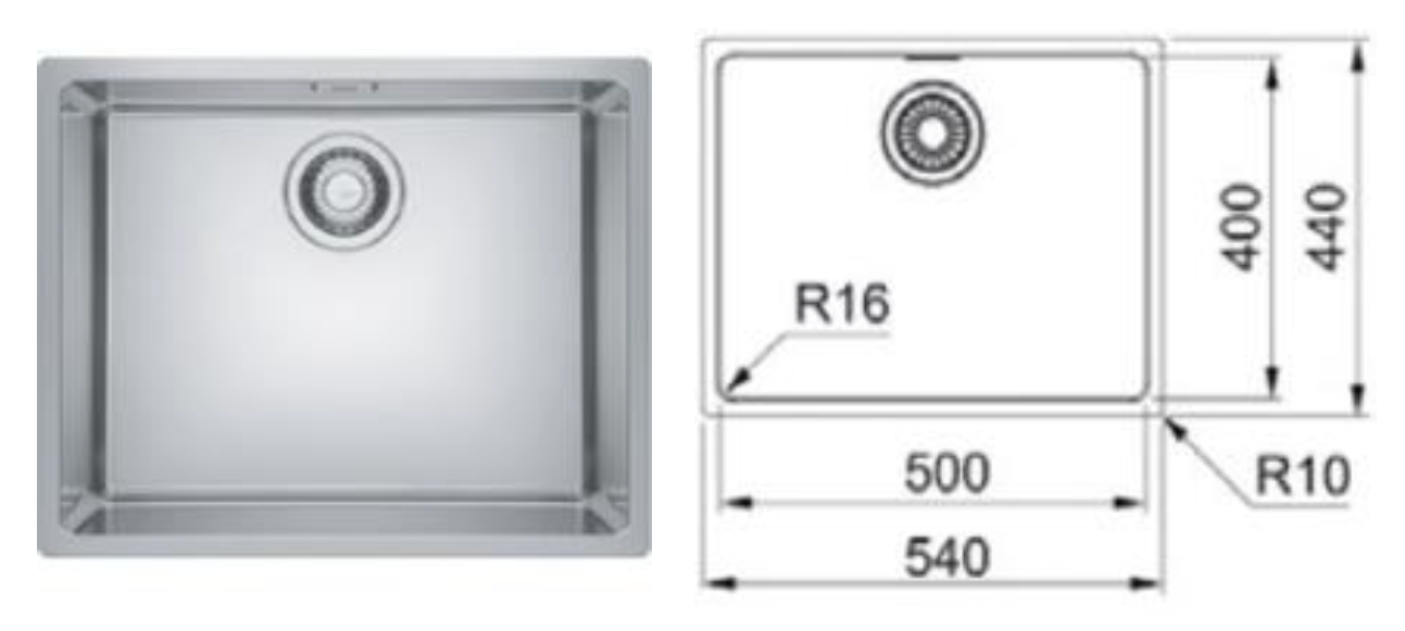 FRANKE Maris square stainless steel sink (34cm to 70cm wide) Maris不銹鋼方星盤(尺寸由34cm至70cm)