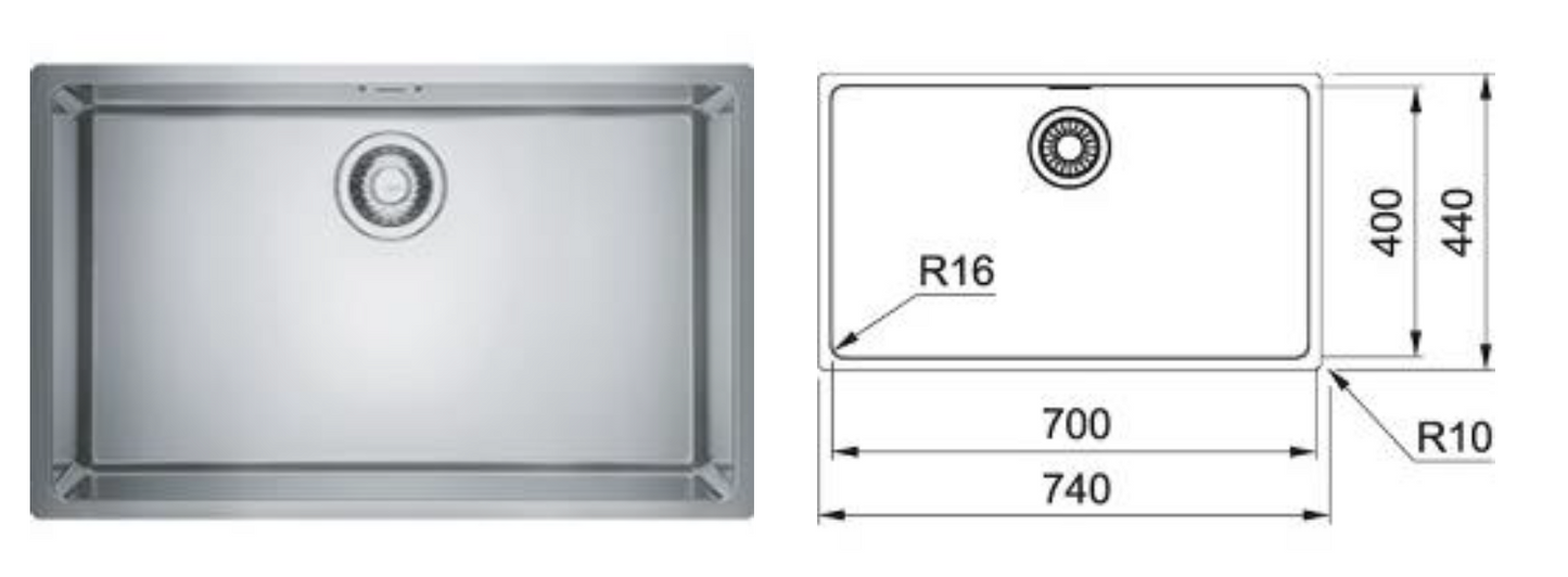 FRANKE Maris square stainless steel sink (34cm to 70cm wide) Maris不銹鋼方星盤(尺寸由34cm至70cm)