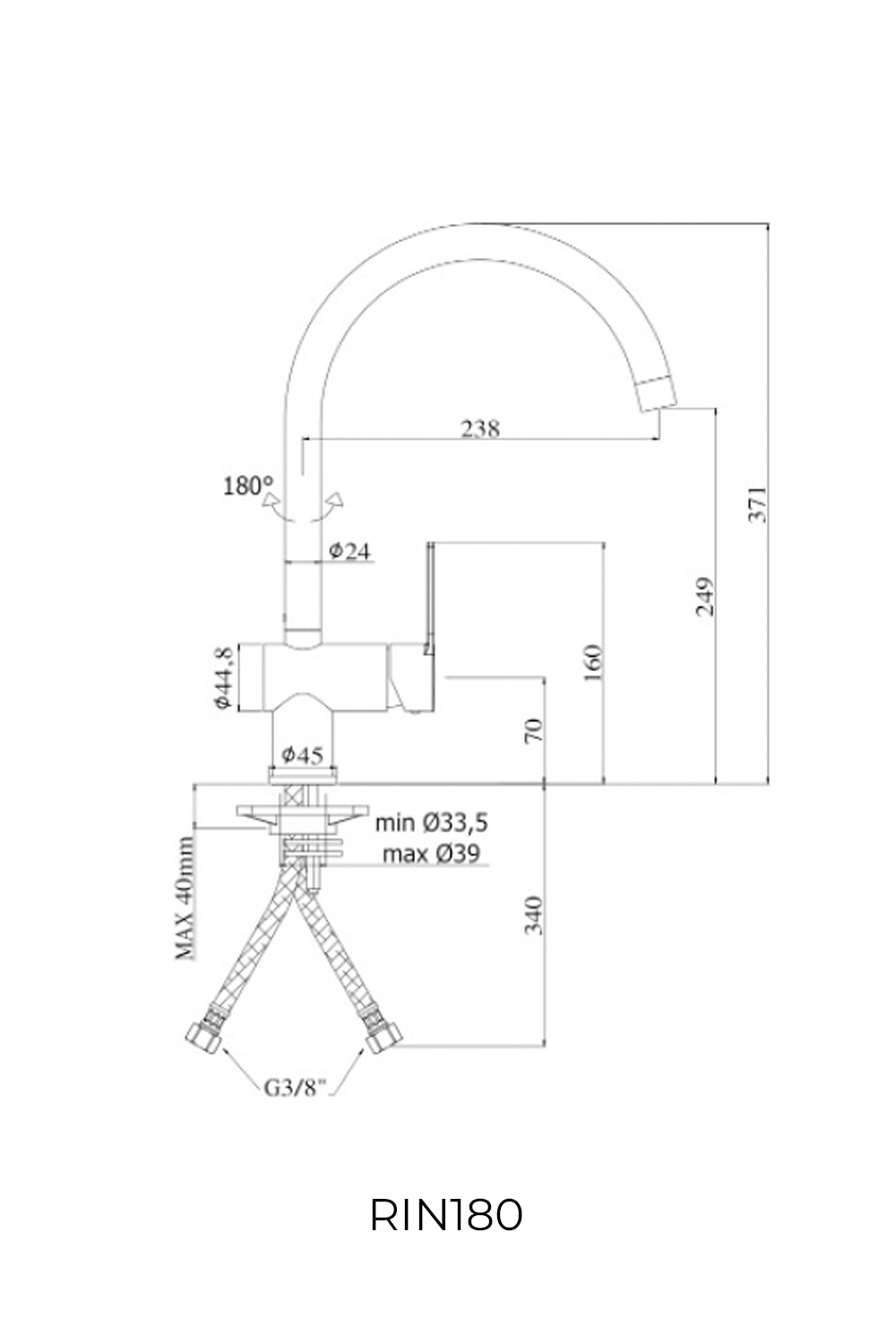 Paffoni RIN180 RINGO-WEST one-hole sink mixer | Made in Italy |