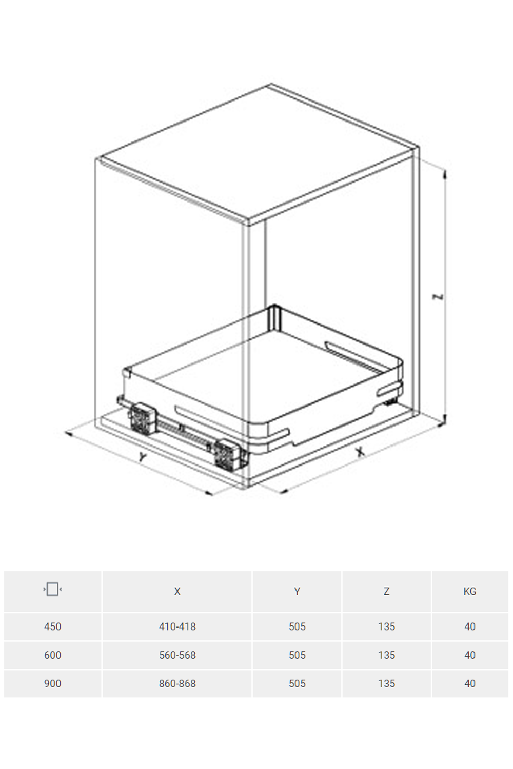SIGE 119M interior drawer kitchen basket 柜內抽屜式拉籃 | Made in Italy | 廚房配件 | 櫥柜 | 拉籃 |
