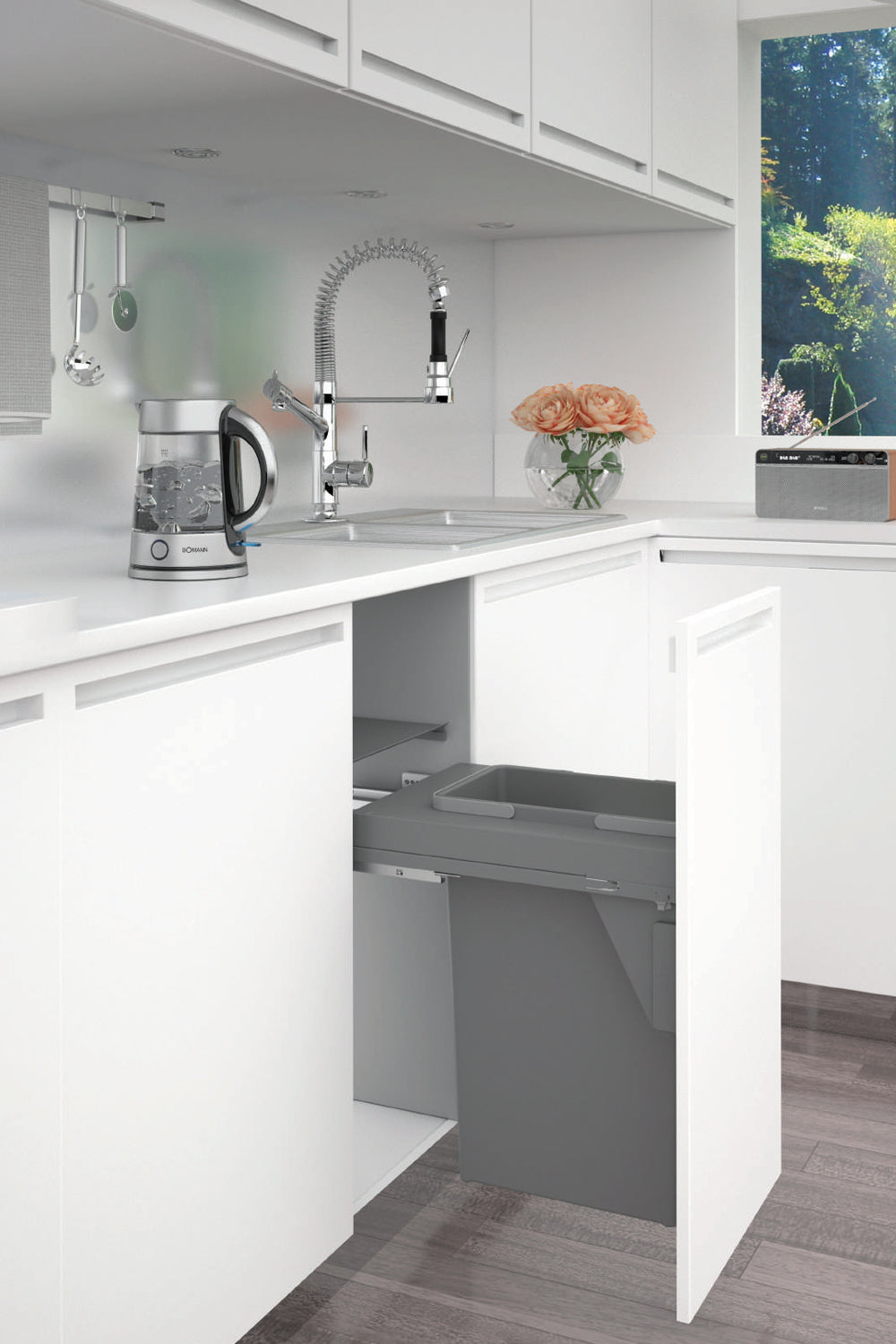 35-70L. Full Height Pull-out Waste bin with Soft-Slide 抽屜式廚房垃圾桶 垃圾分類 | Waste Separation | Eco Recycling | Kitchen Trash can, Rubbish Bin | Made in Italy |