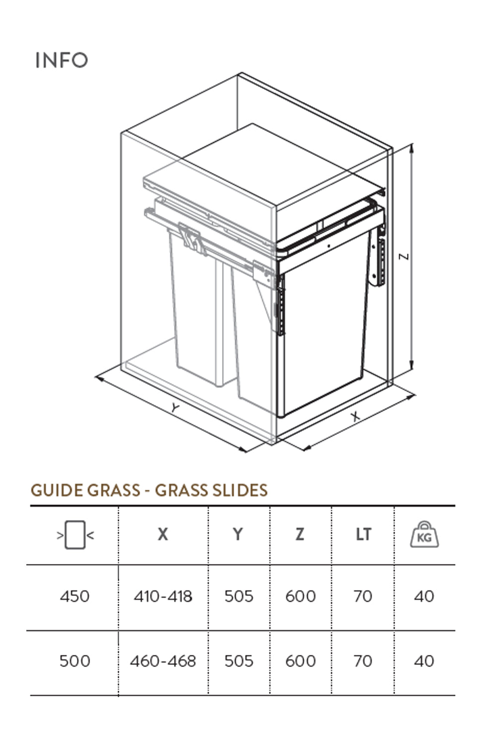 35-70L. Full Height Pull-out Waste bin with Soft-Slide 抽屜式廚房垃圾桶 垃圾分類 | Waste Separation | Eco Recycling | Kitchen Trash can, Rubbish Bin | Made in Italy |