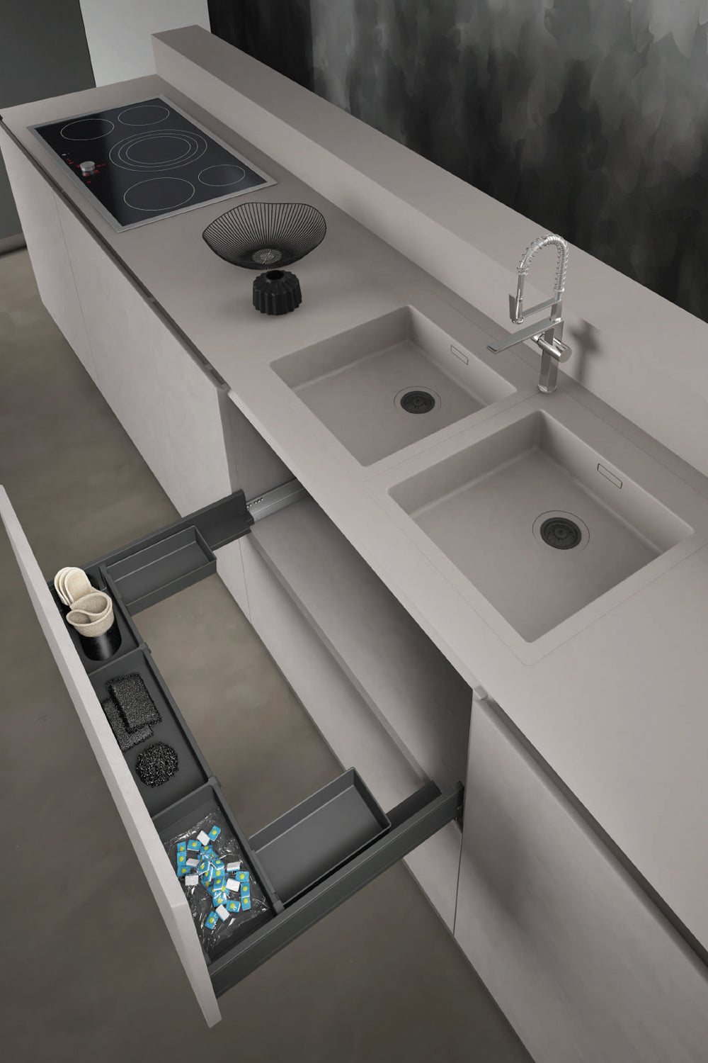 Under-sink Drawer Waste bin + U-shaped Storage 星盤柜底U型儲物 + 廚房垃圾桶 | Waste Separation | Eco Recycling | Kitchen Trash can, Rubbish Bin | Made in Italy |