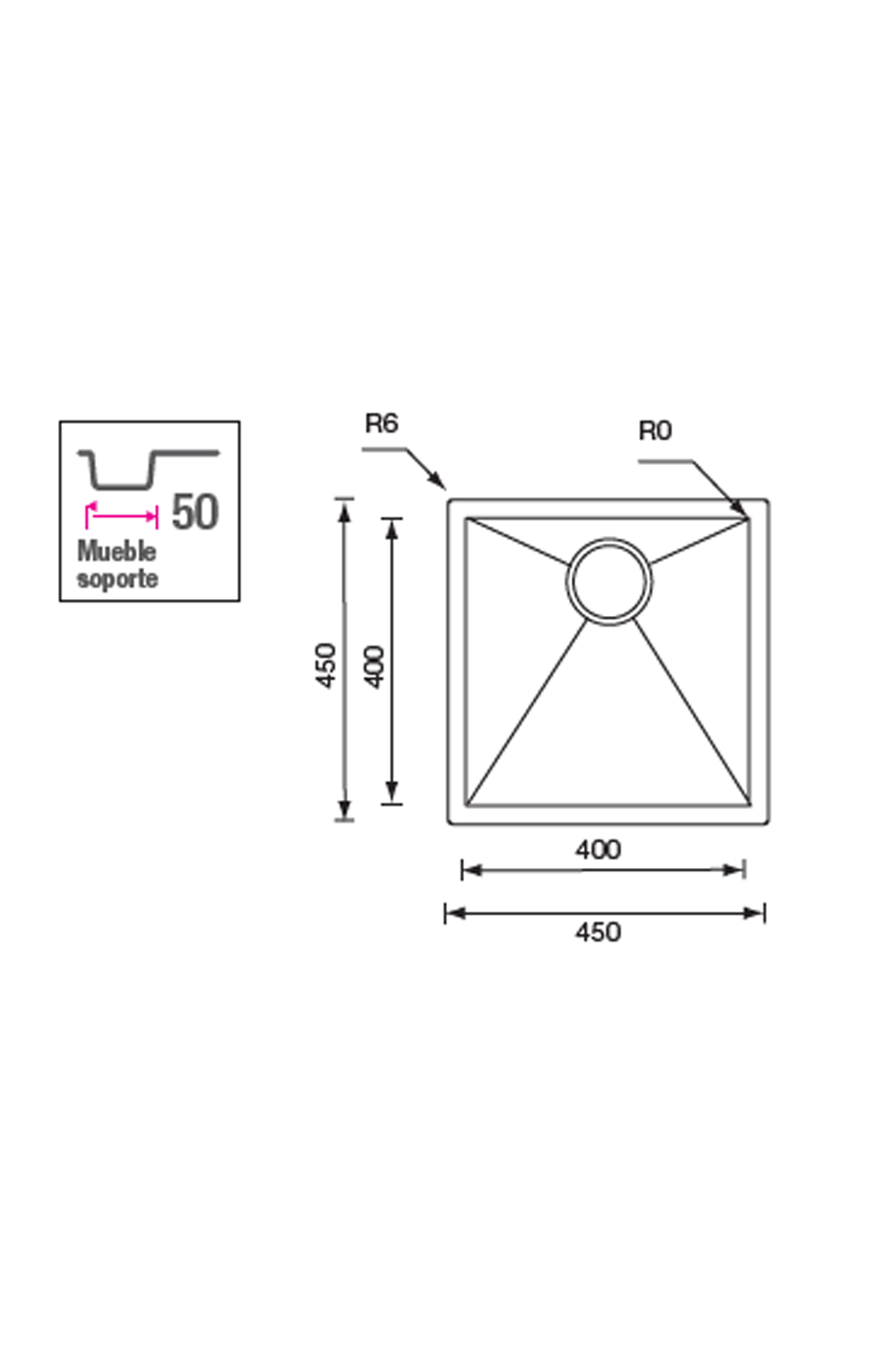 LUISINA 400mm R0-Corner Square Stainless Steel Sink 意大利製造直角方形不銹鋼星盆 | Made in Italy |