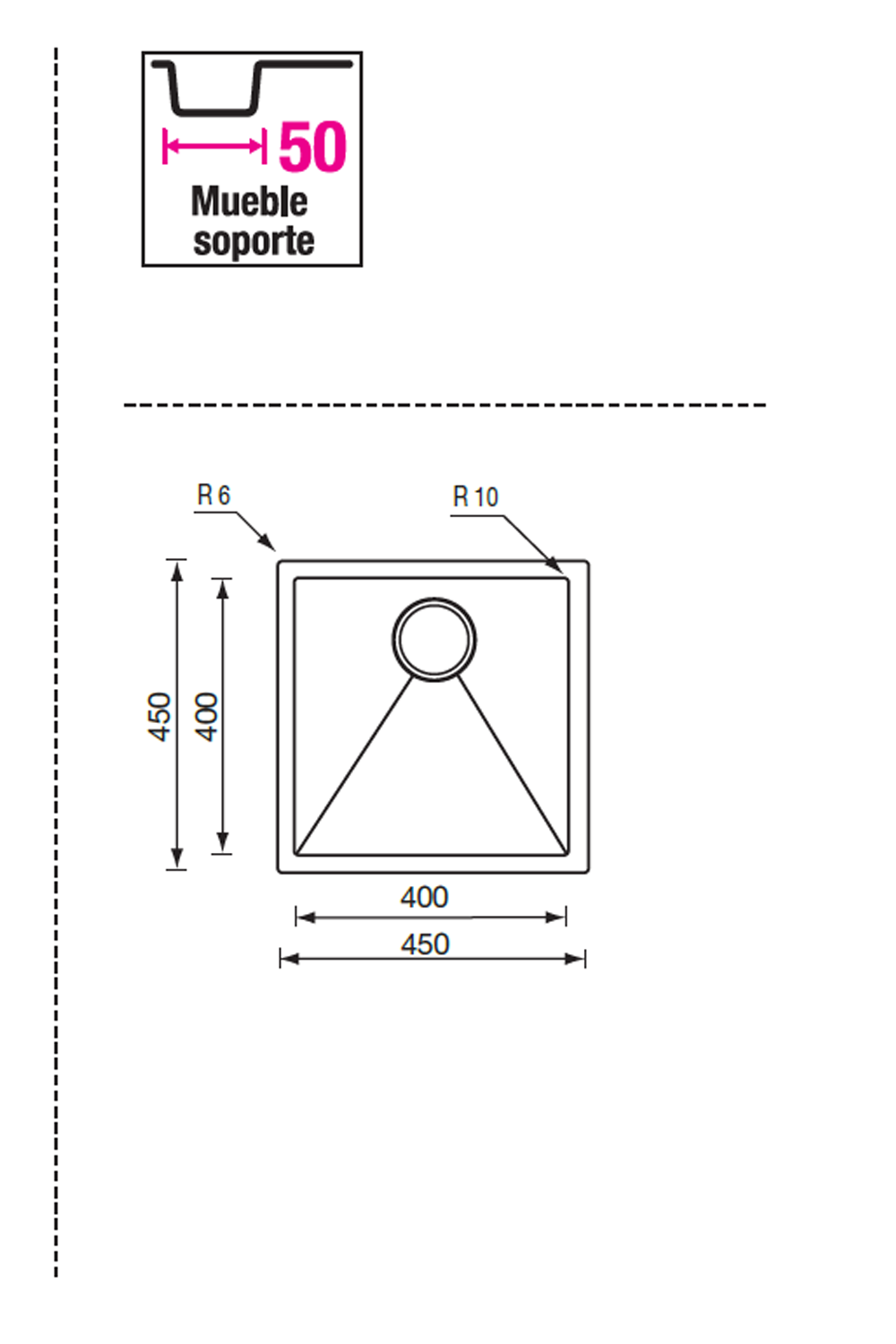 LUISINA 400mm R10-Corner Square Stainless Steel Sink 意大利製造小圓角不銹鋼星盆 | Made in Italy |