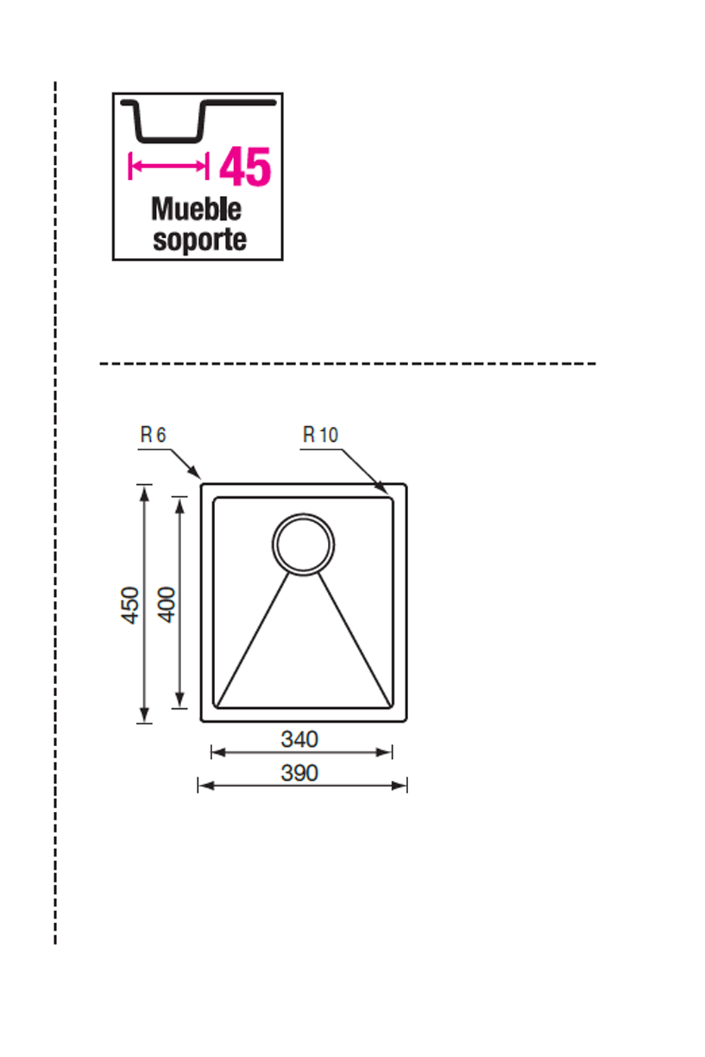 LUISINA 340mm R10-Corner Square Stainless Steel Sink 意大利製造小圓角不銹鋼雙星盆 | Made in Italy |