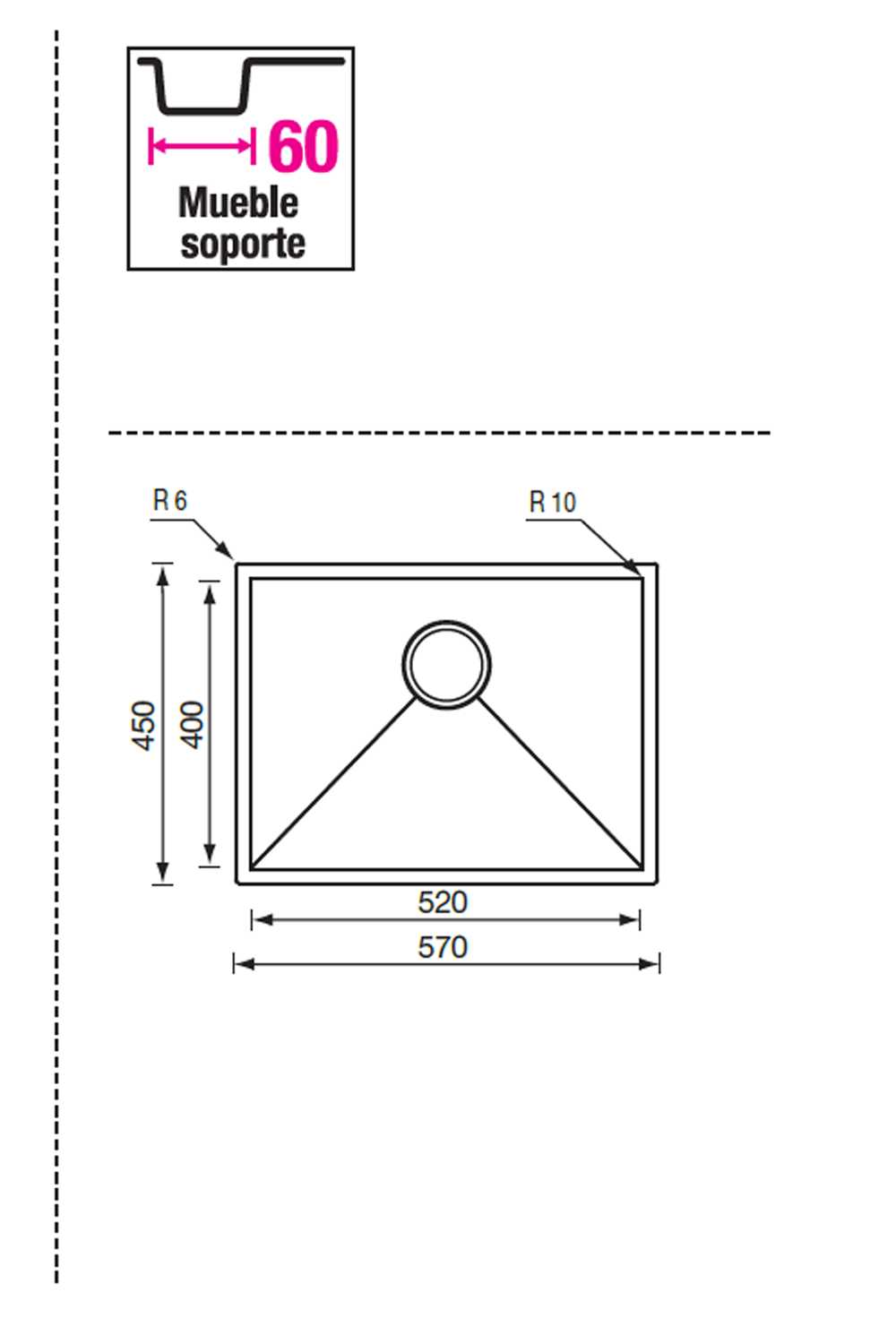 LUISINA 520mm R10-Corner Square Stainless Steel Sink 意大利製造小圓角不銹鋼星盆 | Made in Italy |