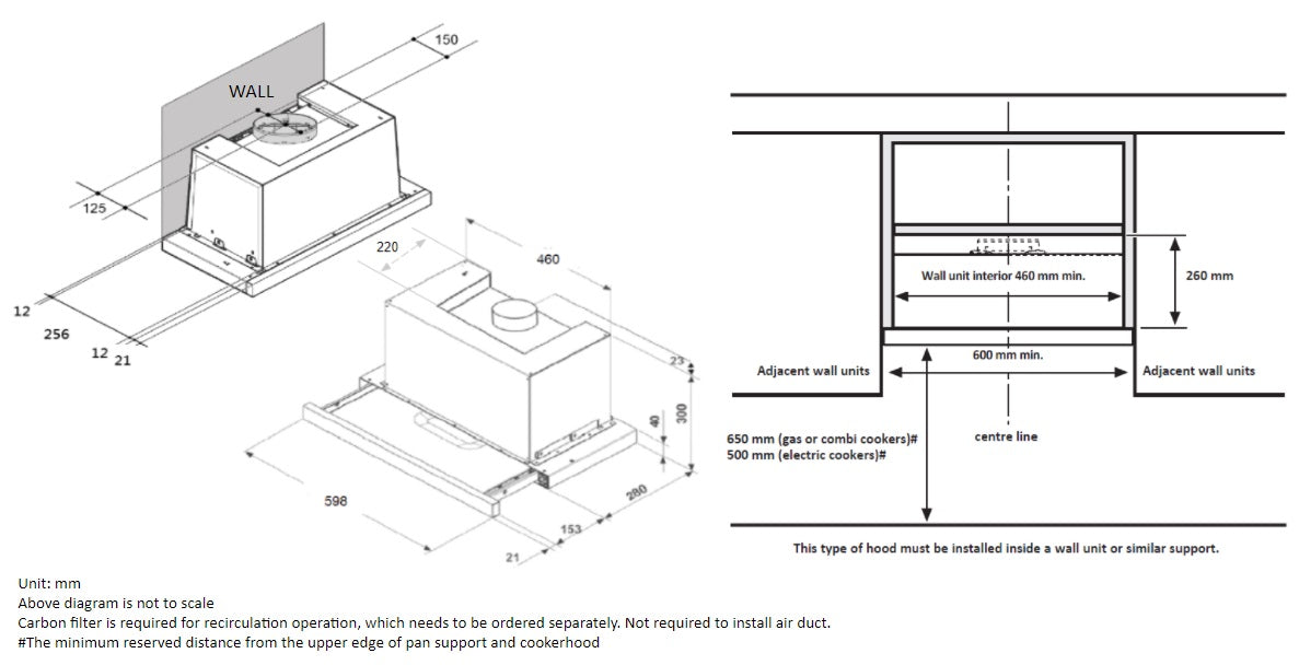 Whirlpool AKR273.1/IX 600mm Telescopic Hood 735m3/hr | Made in Italy |