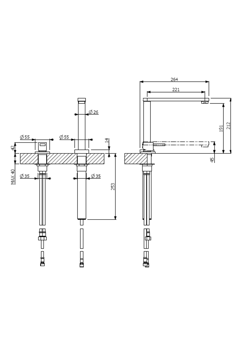 LUISINA ART400569 collapsible sink mixer | Made in Italy |