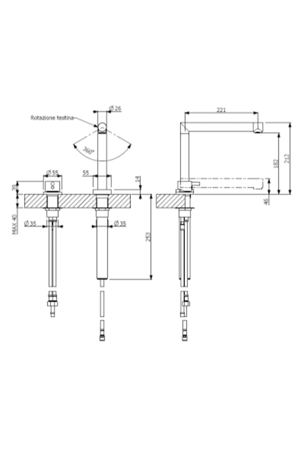 LUISINA ART400570 collapsible sink mixer | Made in Italy |