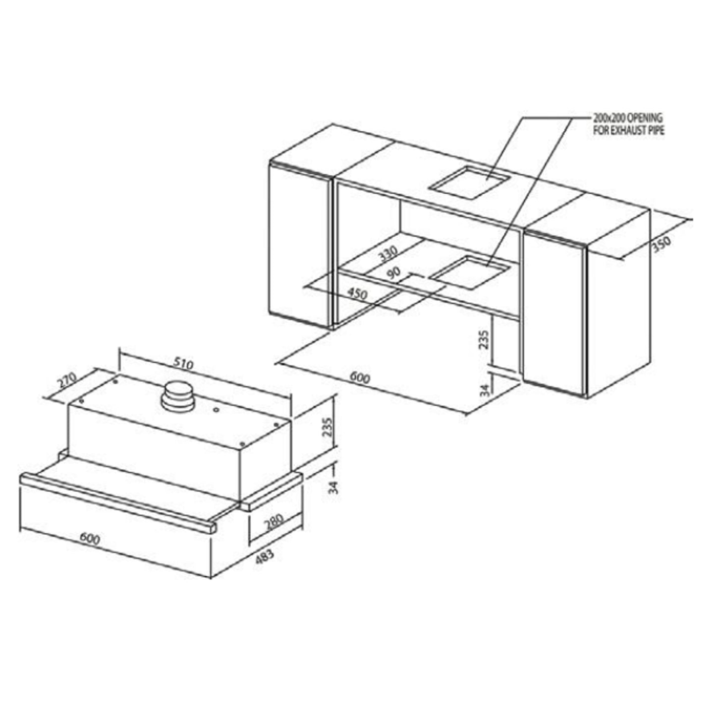CIMATECH 600/900mm telescopic rangehood CH601N-T/CH902N-T | Made in Italy | 意大利製造 抽拉式油煙機 | 嵌入式 | 廚房電器 | 家電 |