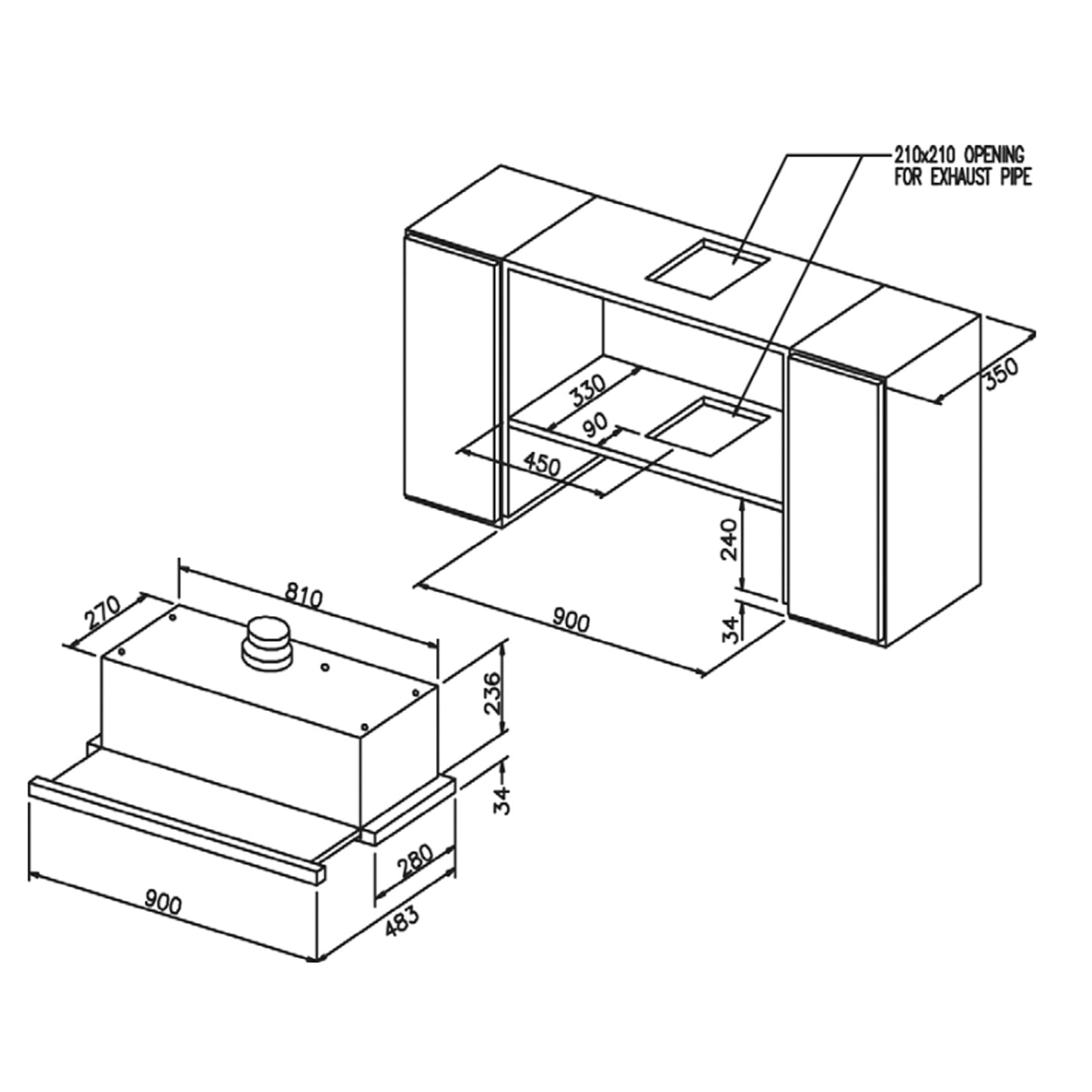 CIMATECH 600/900mm telescopic rangehood CH601N-T/CH902N-T | Made in Italy | 意大利製造 抽拉式油煙機 | 嵌入式 | 廚房電器 | 家電 |