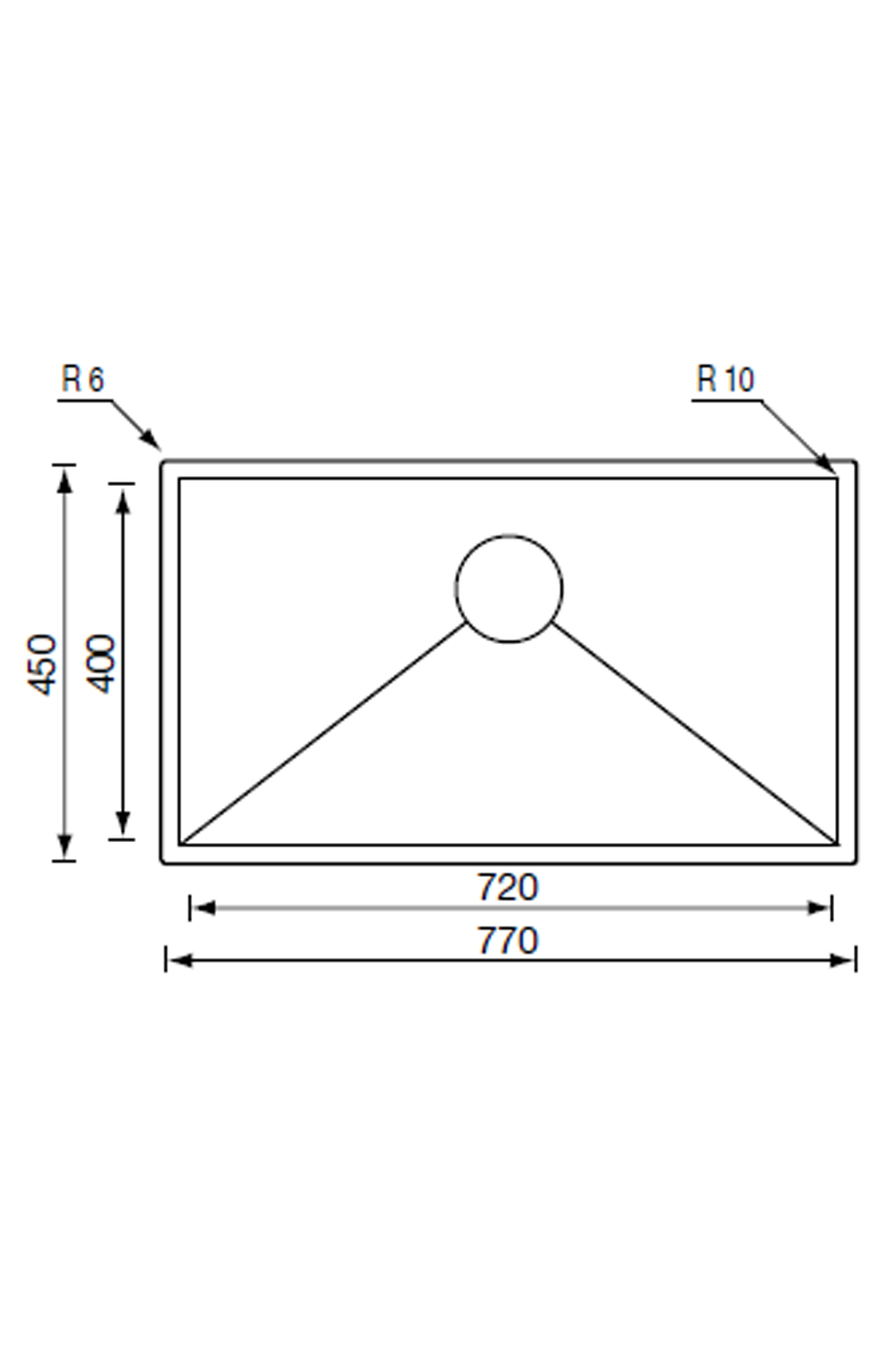 CM ITALIA 720mm R10-Corner Square Stainless Steel Sink | Made in Italy | 意大利製 R10小圓角720mm超大不銹鋼方星 方型星盆 單盆 水糟