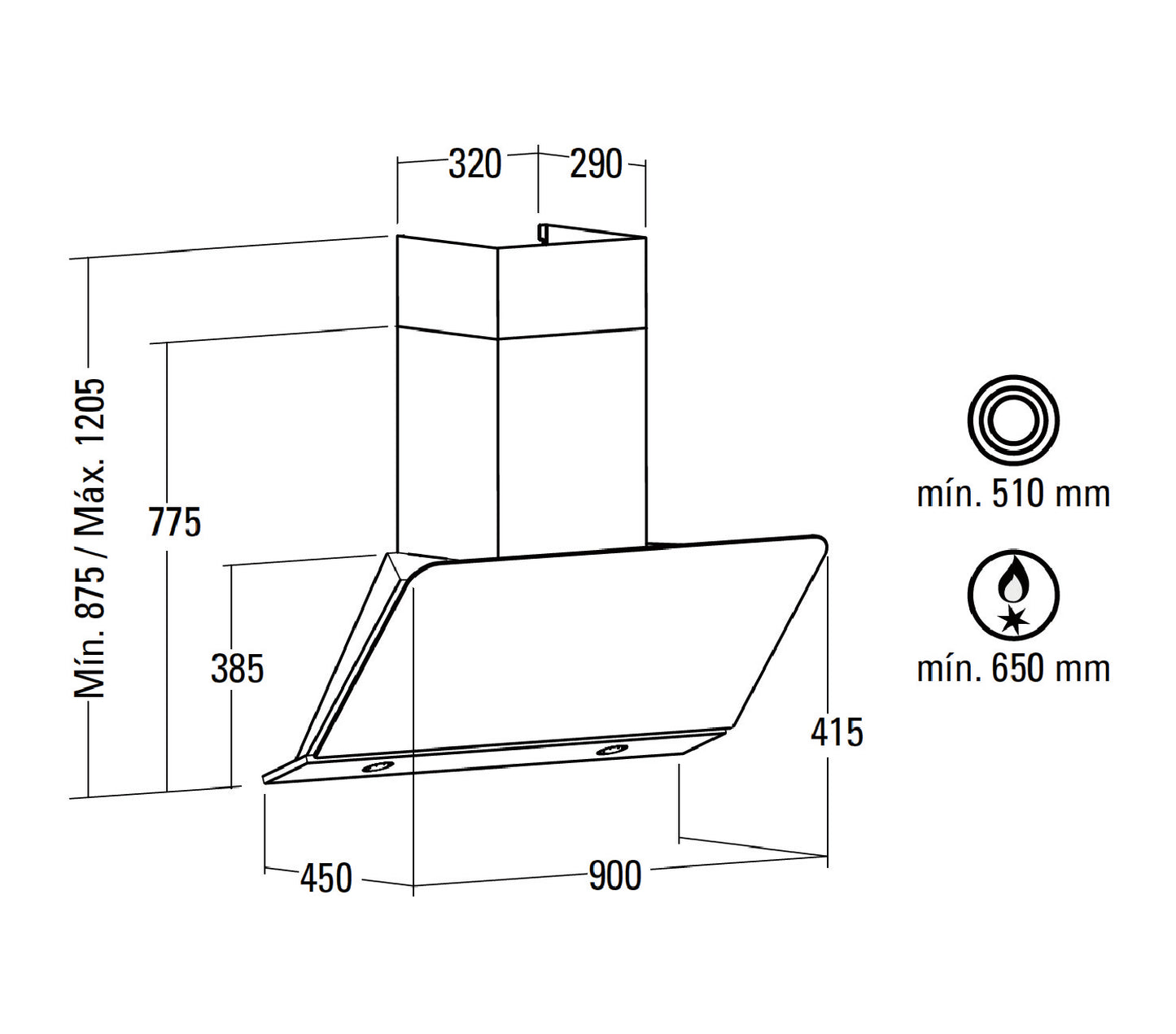 NODOR DALI 900mm wall mounted rangehood