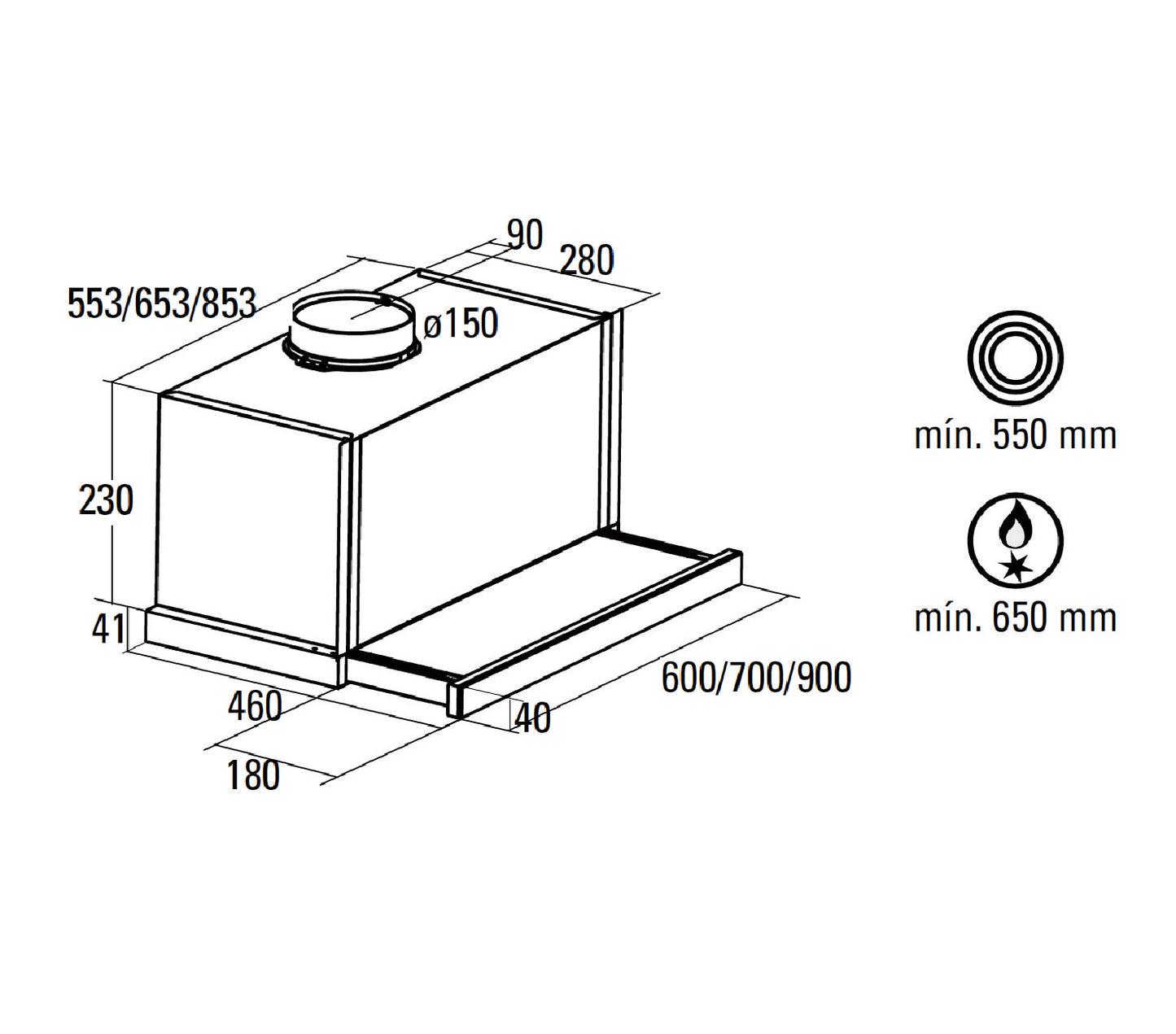 NODOR EXTENDER PLUS 600/900mm telescopic hood
