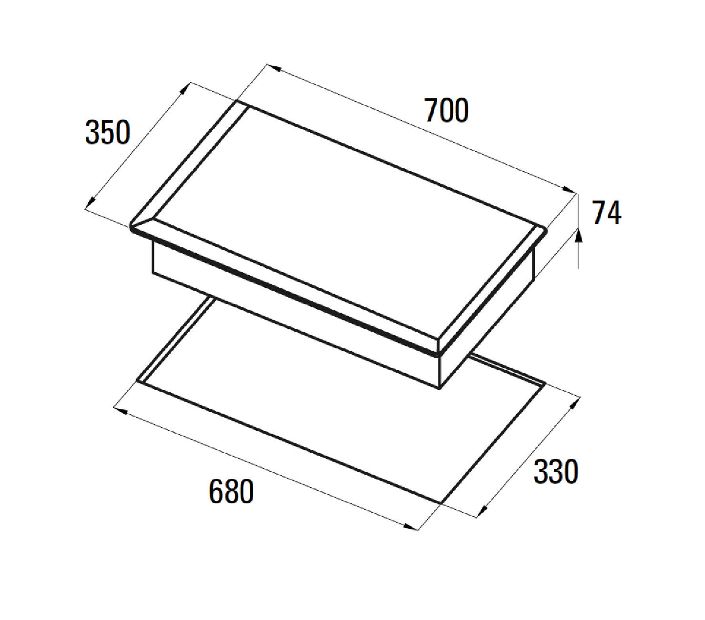 NODOR I3070SLBK 700mm induction hob