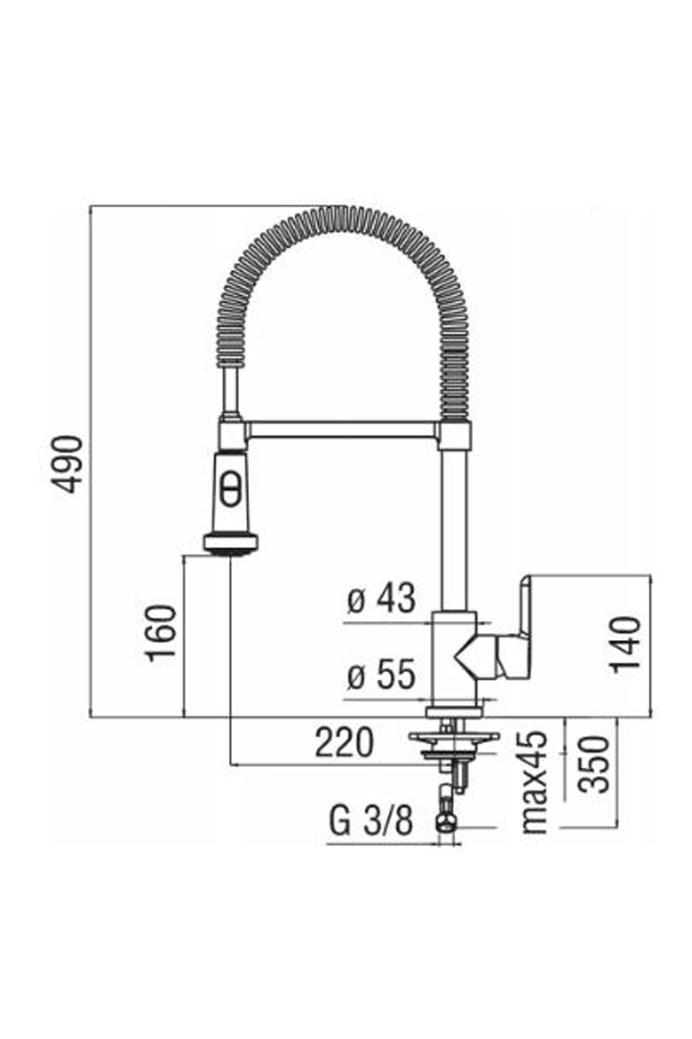 LUISINA RD300/3015 tall style sink mixer with shower | Made in Italy |