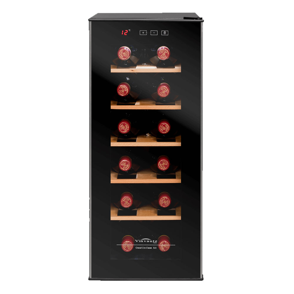 【Vinvautz】12 Bottles Freestanding Mini Wine Cellar VZ12BHK
