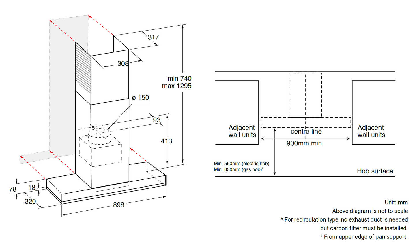 Whirlpool WHSS90FLTCK 900mm Chimney hood | Made in Europe |