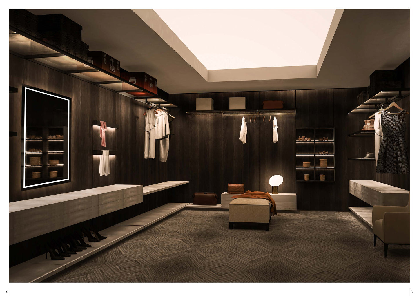 Walk-in Closets with Italian Dolomiti Shelving System (1set)