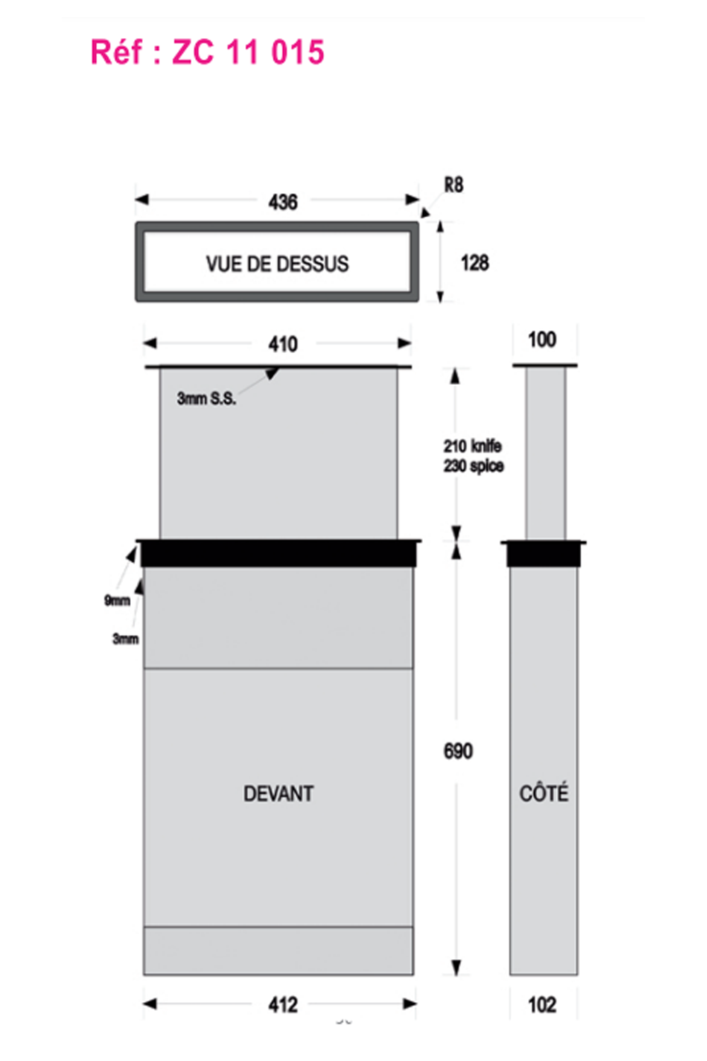 LUISINA S-Box Pop up Countertop Spice / Knifes Box | Made in UK |