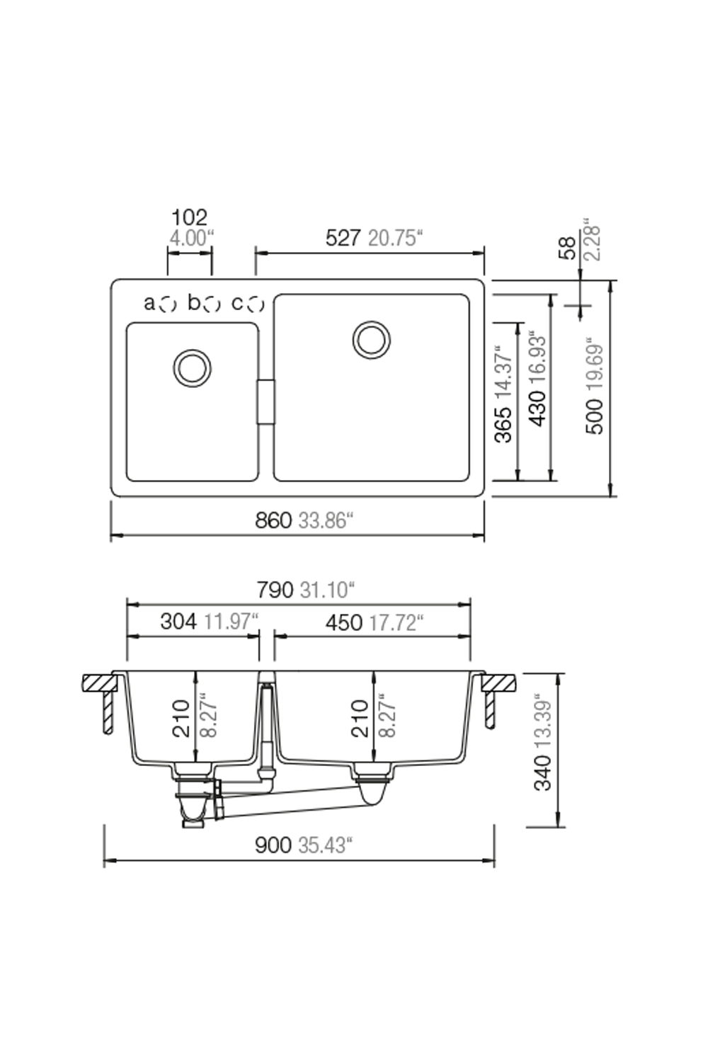 LUISINA 300+450mm Composite Sink Manufactured by SCHOCK 德國製造礦物合成石廚房星盆 水糟 | Made in Germany |