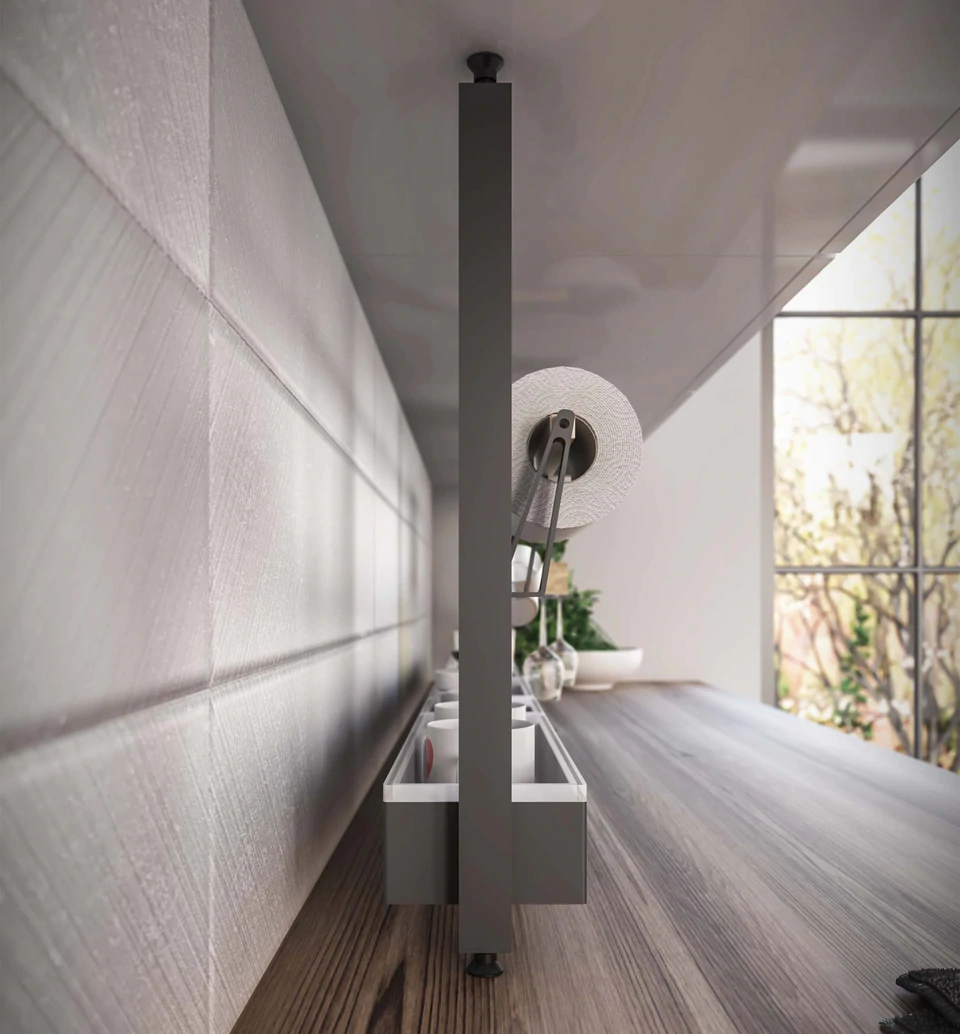 GRID No-Drill Backsplash rack system with accessories | Made in Italy | 意大利製 無需鑽牆!廚房牆面懸掛系統 掛件 掛桿 廚房設計 收納