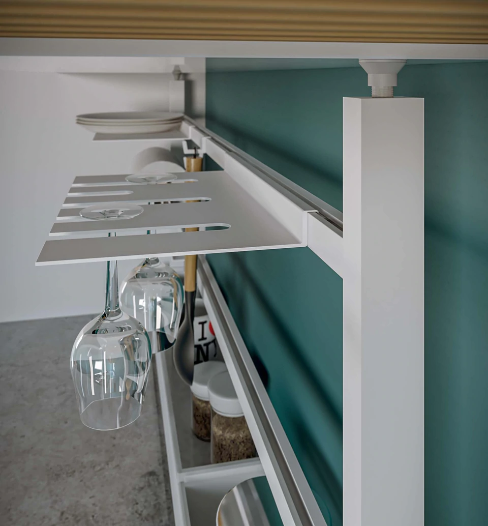 GRID No-Drill Backsplash rack system with accessories | Made in Italy | 意大利製 無需鑽牆!廚房牆面懸掛系統 掛件 掛桿 廚房設計 收納