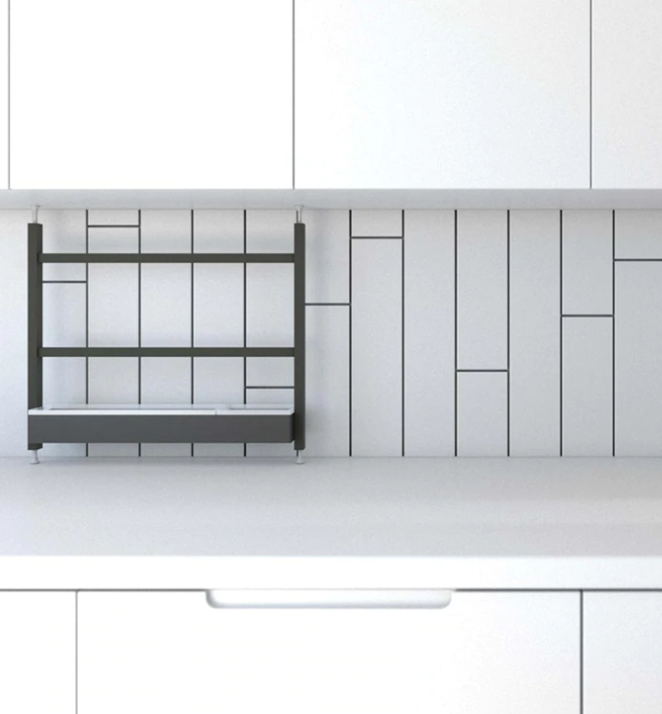 GRID No-Drill Backsplash rack system with accessories | Made in Italy | 意大利製 無需鑽牆!廚房牆面懸掛系統 掛件 掛桿 廚房設計 收納
