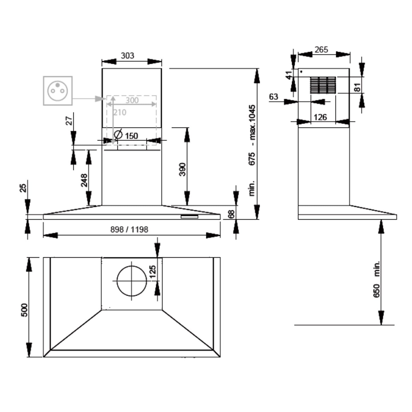 ROBLIN Iris 900/1200mm wall mounted rangehood | Made in France |